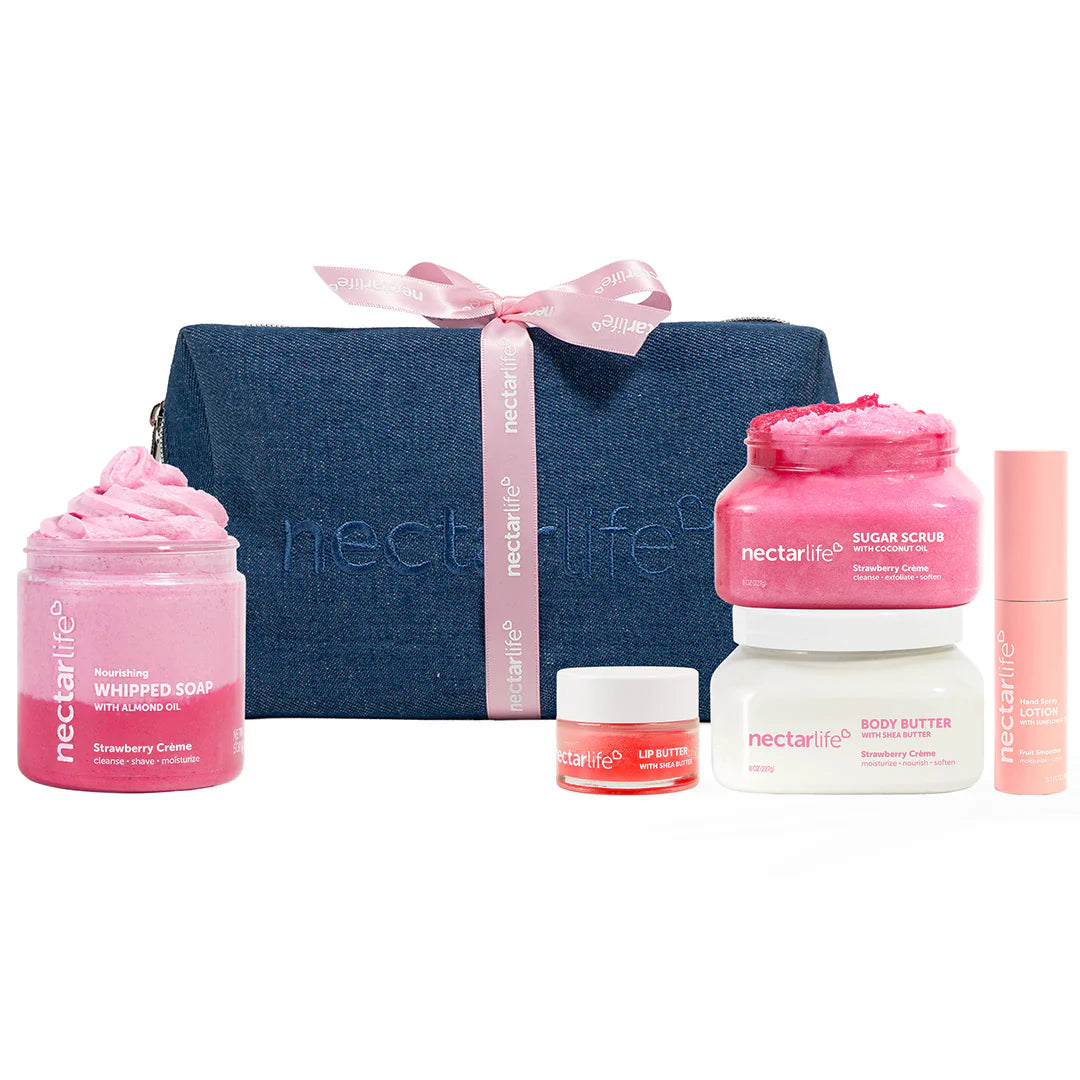 Strawberry Creme Denim Pouch